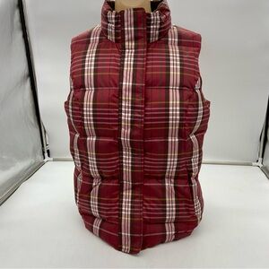 Eddie Bauer Goose Down Puffer Vest Plaid Size Large